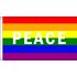 Regnbågsflagga med texten Peace