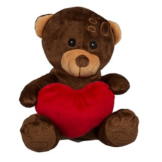 PlyschBjörn med hjärta, brun