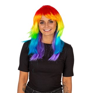 Wig rainbow coloured