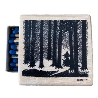 Wooden box with matches, Snufkin in the forest