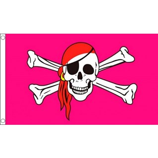 Pink Skull & Crossbones flag