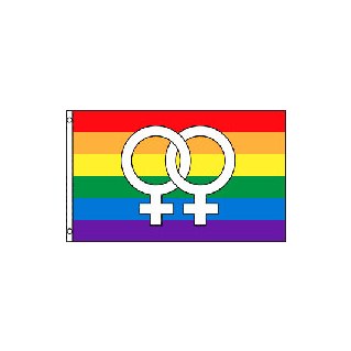 Regnbågsflagga med kvinnosymboler 2