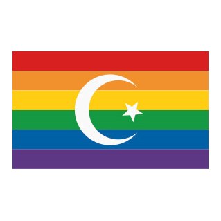 Rainbow flag with star and crescent