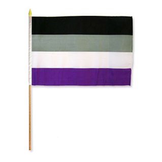6 Asexual Pride flaggor på pinne