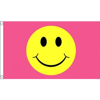Smiley Face Pink Flag