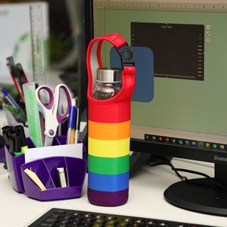 Glass Water Bottle with Rainbow Sleeve