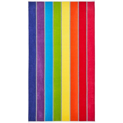 Nautical Rainbow Stripe Beach Towel
