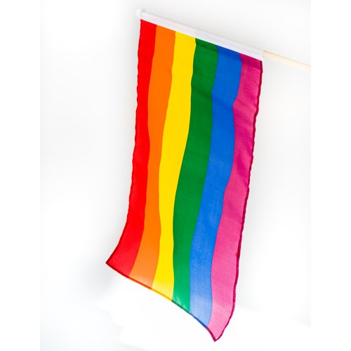 Rainbow flag on wooden stick