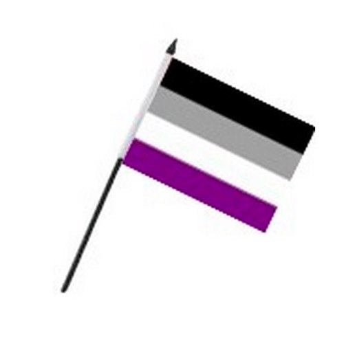 Pieni aseksuaalien lippu kepillä