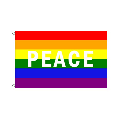Regnbågsflagga med PEACE 60 x 90