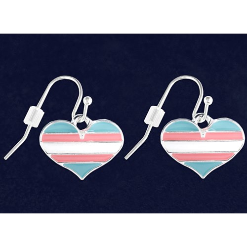 Heart Hanging Earrings Trans Pride