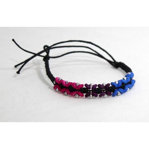 Bracelet, leather with BiPride ”flower”-beads