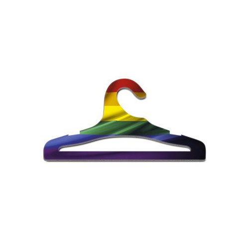 Rainbow colored clothes hangers
