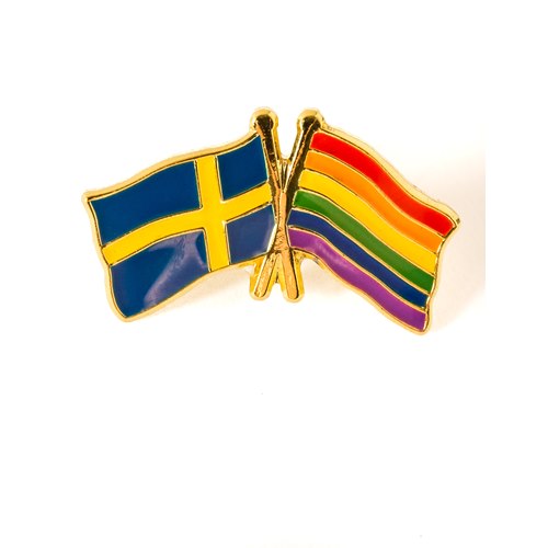 Pinssi - Sateenkaari- ja Ruotsin lippu