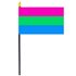 Liten polysexuell flagga på pinne