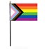 Liten Progress Pride flagga på pinne