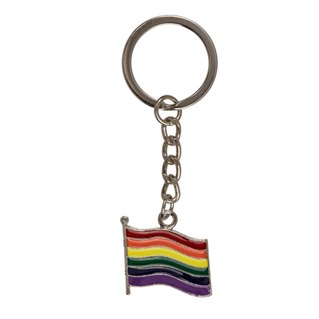 Metal Keychain, Wavy Rainbow flag