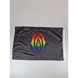 Flag 150x240 cm, black with rainbow vagina