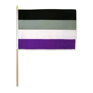 Asexual Pride flagga på pinne