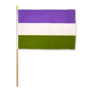 GenderQueer-flagga på pinne