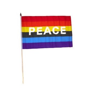 Regnbågsflagga med PEACE